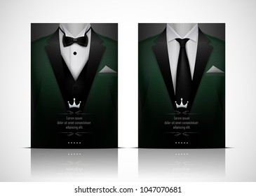 Green Suit and Tuxedo with black bow tie