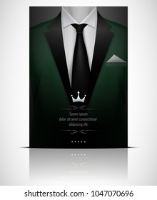 Green suit and tuxedo with black tie