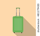 Green suitcase flat icon vector