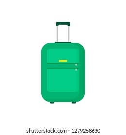 Green suitcase illustration. Package, travelling, road. Tourism concept. Vector illustration can be used for topics like baggage, luggage