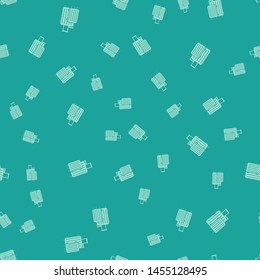 Green Suitcase for travel icon isolated seamless pattern on green background. Traveling baggage sign. Travel luggage icon.  Vector Illustration