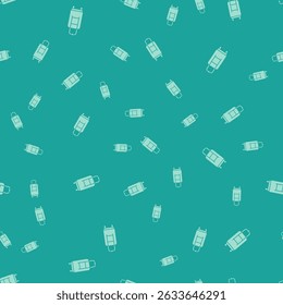 Green Suitcase for travel icon isolated seamless pattern on green background. Traveling baggage sign. Travel luggage icon.  Vector Illustration