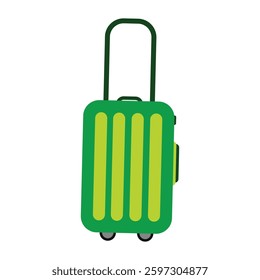 green suitcase for traveling isolated on white background