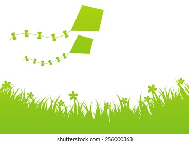 Green summer background with kites