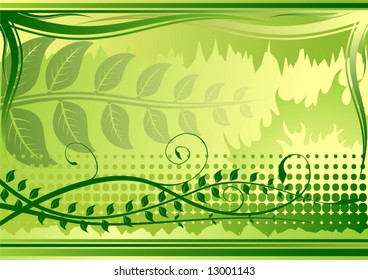 Green summer background with plants - vector