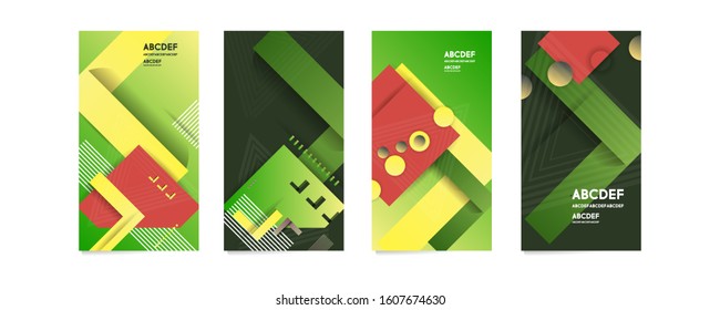 Green summer banners backgrounds set colors. Beautiful summer time cards, posters, flyers, party invitations