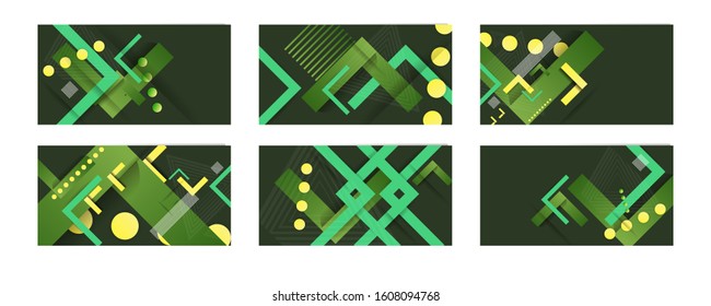 Green summer banners backgrounds set colors. Beautiful summer time cards, posters, flyers, party invitations