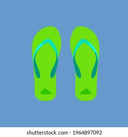 Green summer flip-flops. Vector illustration.