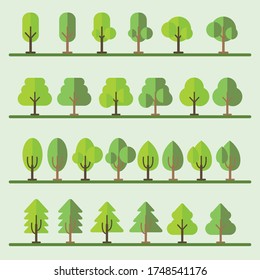 Green summer forest tree flat Design Icon