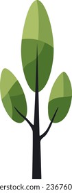 Green summer forest tree flat vector icon.