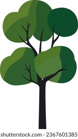 Green summer forest tree flat vector icon.