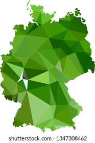 Green summer Germany Map in Low Poly Style on isolated white background. German area in Polygonal diamond style for your design.