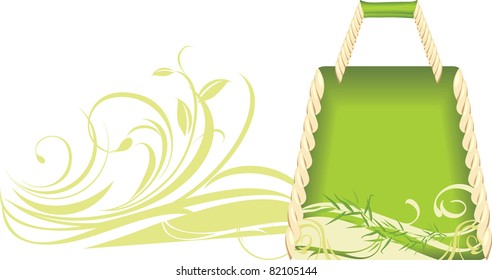 Green summer handbag. Vector