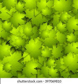 Green summer leaves bright texture. Vector background