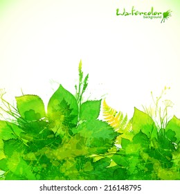 Green summer leaves vector background