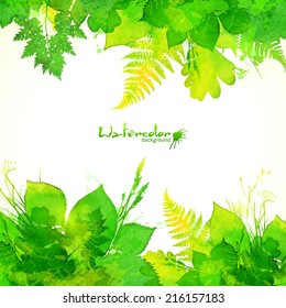 Green summer leaves vector background