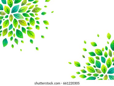 Green summer leaves vector poster background