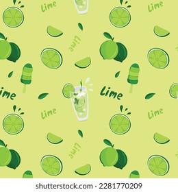 Green summer pattern with limes