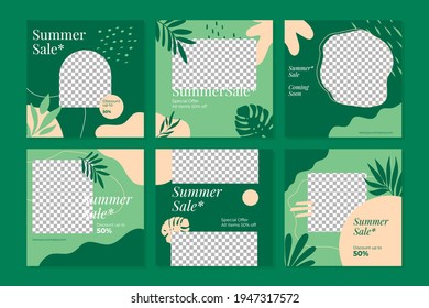 Green Summer Sale Social Media Vector Template