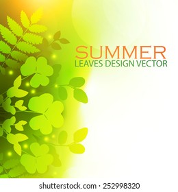 Green summer shining leaves vector background