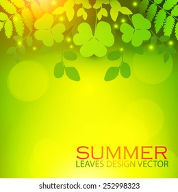 Green summer shining leaves vector background