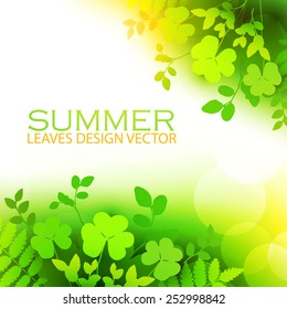 Green summer shining leaves vector background