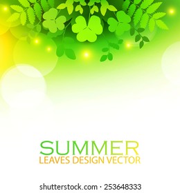 Green summer shining leaves vector background