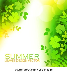 Green summer shining leaves vector background