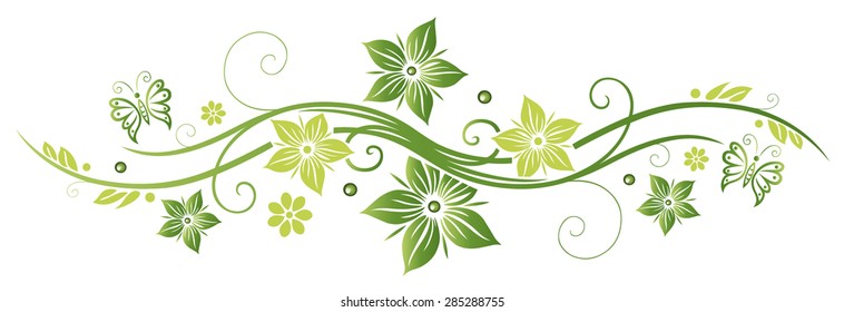 Green summer and spring time flowers