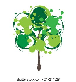 Green summer tree splash for design
