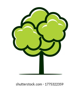 Green Summer Tree. Vector outline Icon and Pictogram. Plant in Garden. EPS file