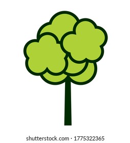 Green Summer Tree. Vector outline Icon and Pictogram. Plant in Garden. EPS file