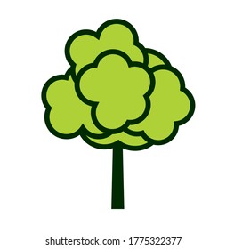 Árbol verde de verano. Icono de contorno de vectores y pictograma. Planta en el jardín. archivo EPS