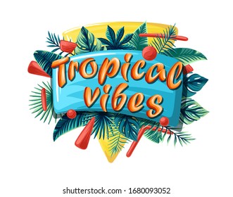Green summer tropical background with exotic palm leaves and plants.
