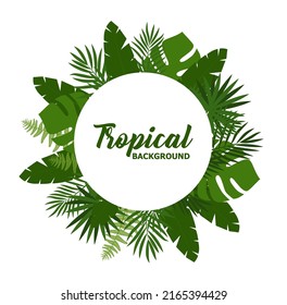 Green summer tropical background with exotic palm leaves and plants. Vector floral background. Eps 10