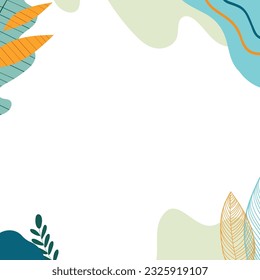 green summer tropical leaf frame, Tropical palm leaves background wallpaper, tropical leaves isolated on white background. Illustration for design wedding invitations, greeting cards, postcards.