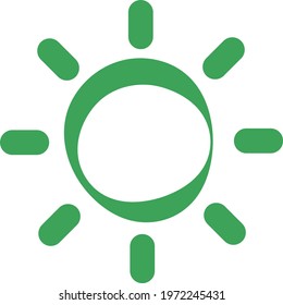 Sol verde, ilustración de icono, vector sobre fondo blanco