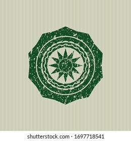Icono verde del sol dentro de la junta de goma