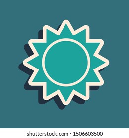 Green Sun icon isolated on blue background. Vector Illustration