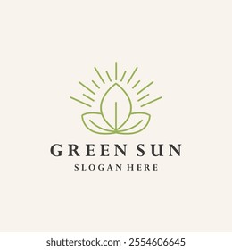 Green sun logo icon design template vector illustration