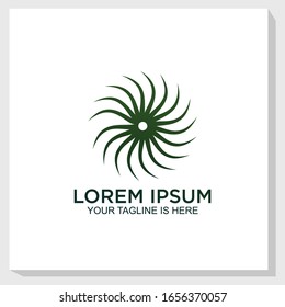 green sun logo template design vector, nature elements logo design inspiration