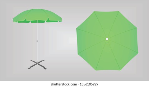 Green sun umbrella. vector illustration