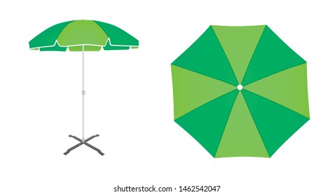Green sun umbrella. vector illustration