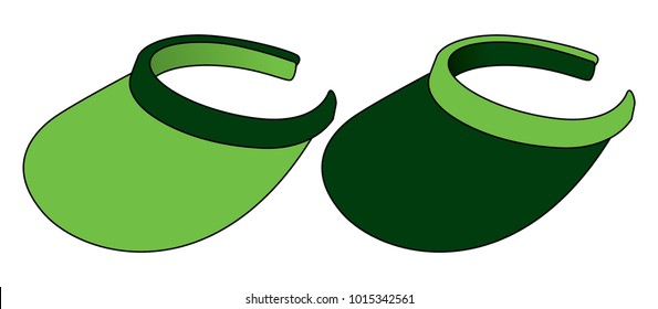 Green Sun Visor Cap With Wide Brim Vector.