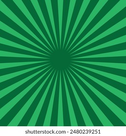 Green sunburst background. Green faded background with star, light rays, halftone effect. Abstract sunburst green background design. Vector illustration. eps 10