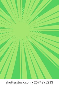 Green sunburst background features halftone dots and radial lines emanating from a central point, creating a dynamic and vibrant effect suitable for various design projects