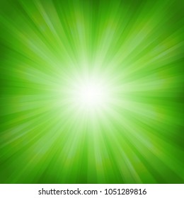 Green Sunburst Background With Gradient Mesh, Vector Illustration