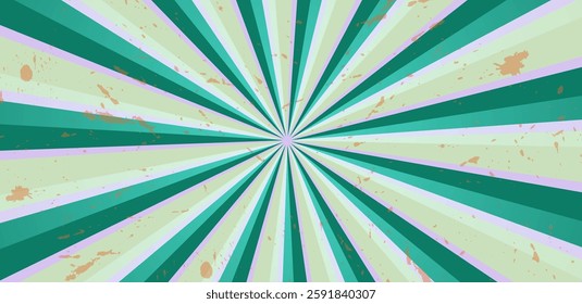 Green sunburst background. Retro or vintage style vector illustration