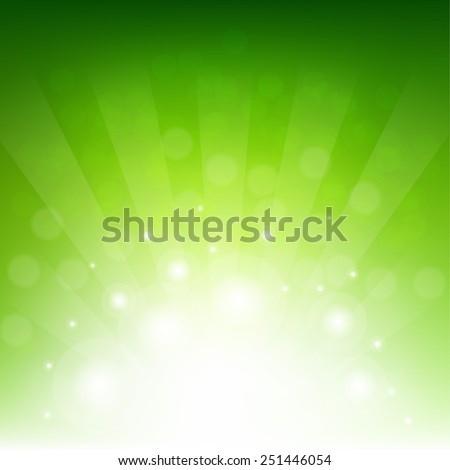 Green Sunburst Eco Background With Gradient Mesh, Vector Illustration