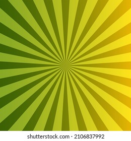 Green Sunburst Pattern Background. Ray. radials. Summer Banner. Vector illustration, event background, music, online shop